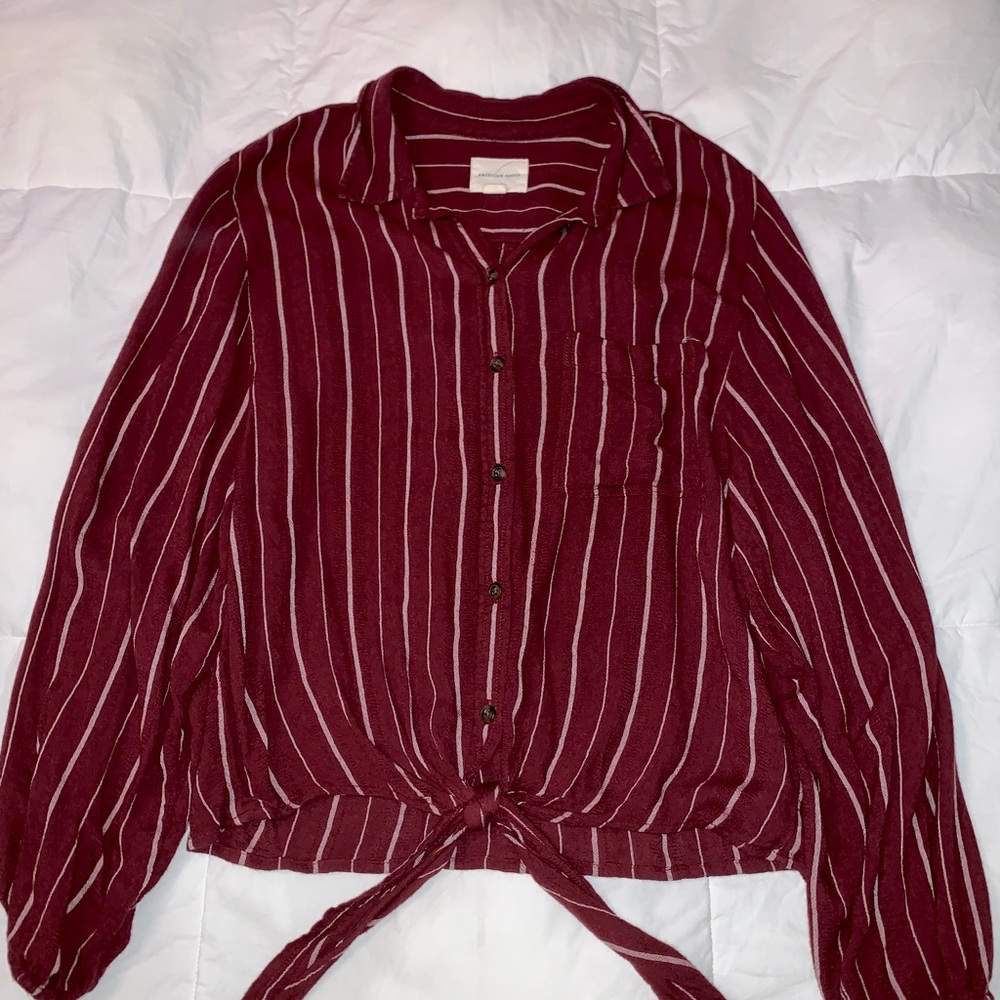 American Eagle Button Up Tied Blouse